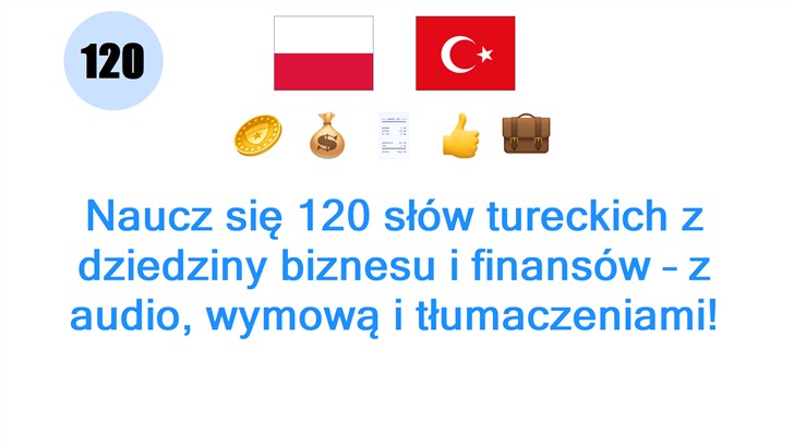 Naucz się 120 słów tureckich z dziedziny biznesu i finansów – z audio, wymową i tłumaczeniami!